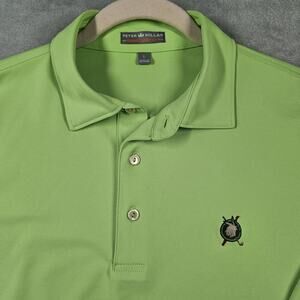 Peter Millar Polo Mens L Indian Logo Summer Comfort Green Shirt Golf Performance